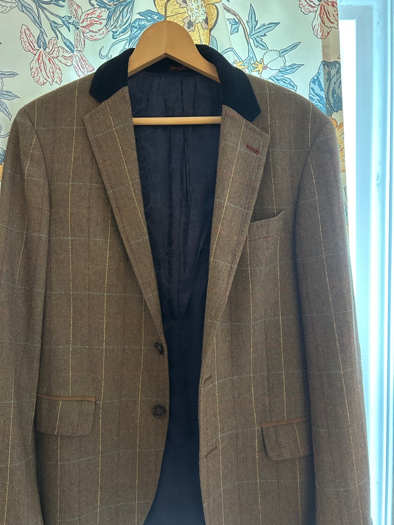 Simon Carter Herringbone Check Wool Blend Blazer M